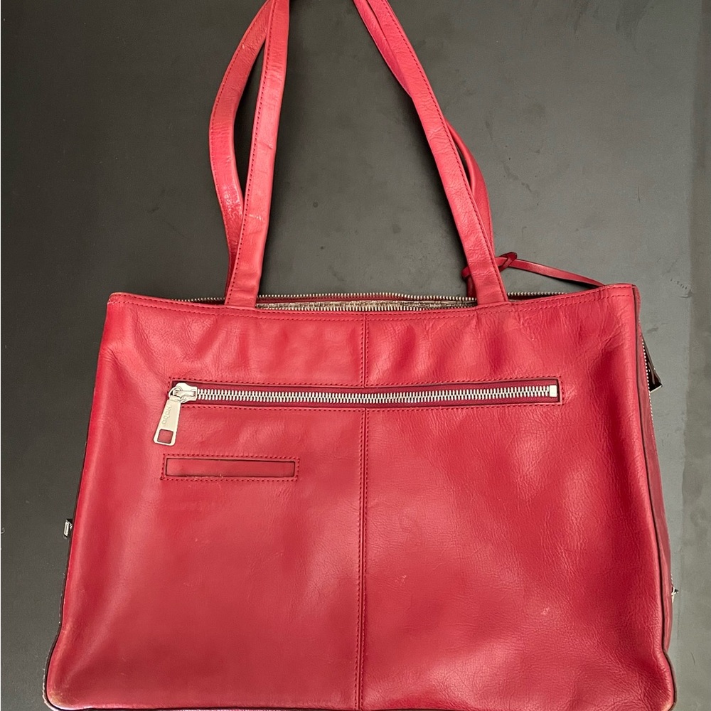 Hobo International Red Leather Laptop Tote Bag